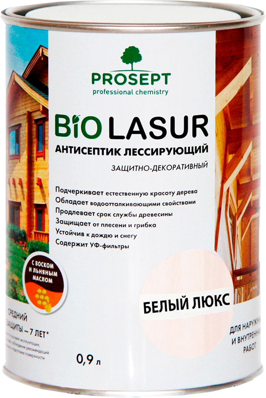 Лессирующие антисептики PROSEPT BiO LASUR 0,9 л Белый Люкс